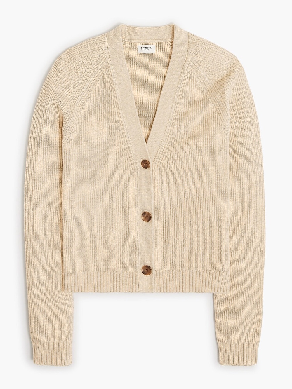 J. Crew Factory Neutral Cream V-Neck Button Ribbed Cardigan